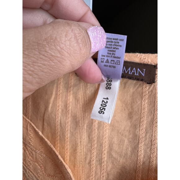 Stan Herman Women's Orange Tiered Sleeveless Midi Dress Size Large - Picture 5 of 5